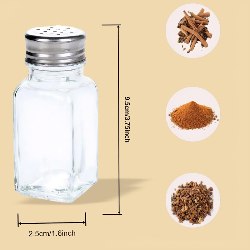 Tebery 16 Pack Clear Salt and Pepper Shakers Glass Set, Retro Style Glass Spice Shakers with Stainless Tops - Image 2